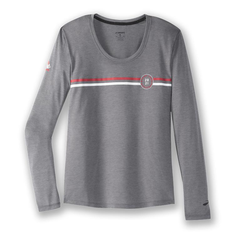 Brooks Women's MCM21 Distance Graphic LS Long Sleeve Running Shirt - Shadow Grey (RFKP26187)